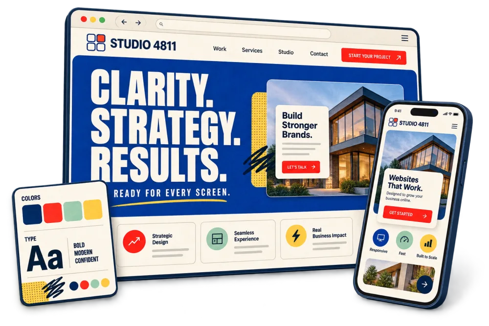 Responsive custom website displayed on a laptop and phone